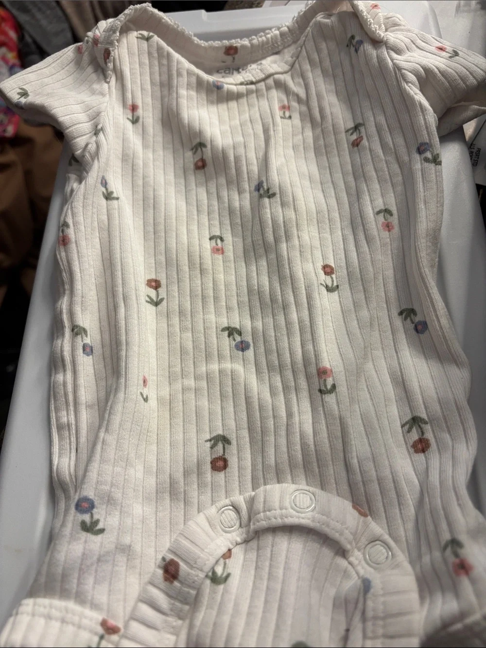 Carters Ribbed Floral Baby One Piece 6 Months